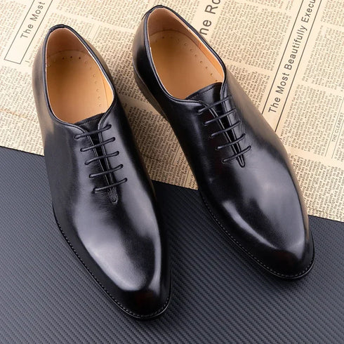Men's Leather Casual Oxford Shoes Comfortable Lace-Up Business Footwear